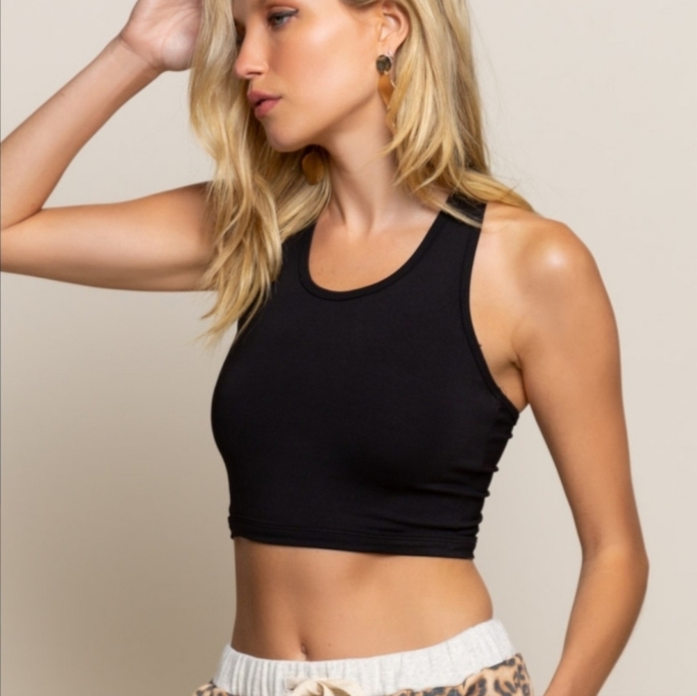 POL Racer Back Sports Bra in Black - Picture 3 of 6